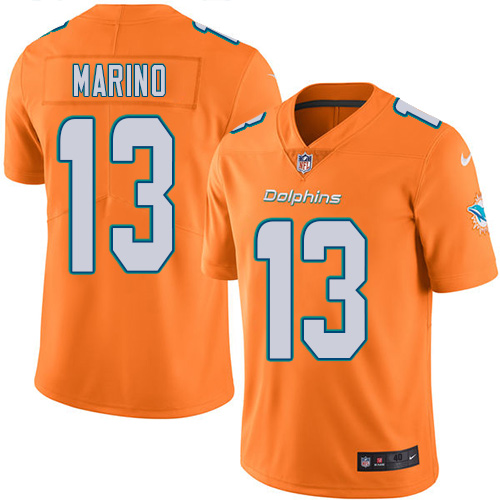 Men's Elite Dan Marino Nike Jersey Orange - #13 Rush NFL Miami Dolphins